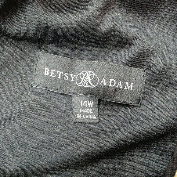 Womens Betsy & Adam Black & Gold Embroidered Evening Gown Polyester Stretch 14W - Picture 6 of 12